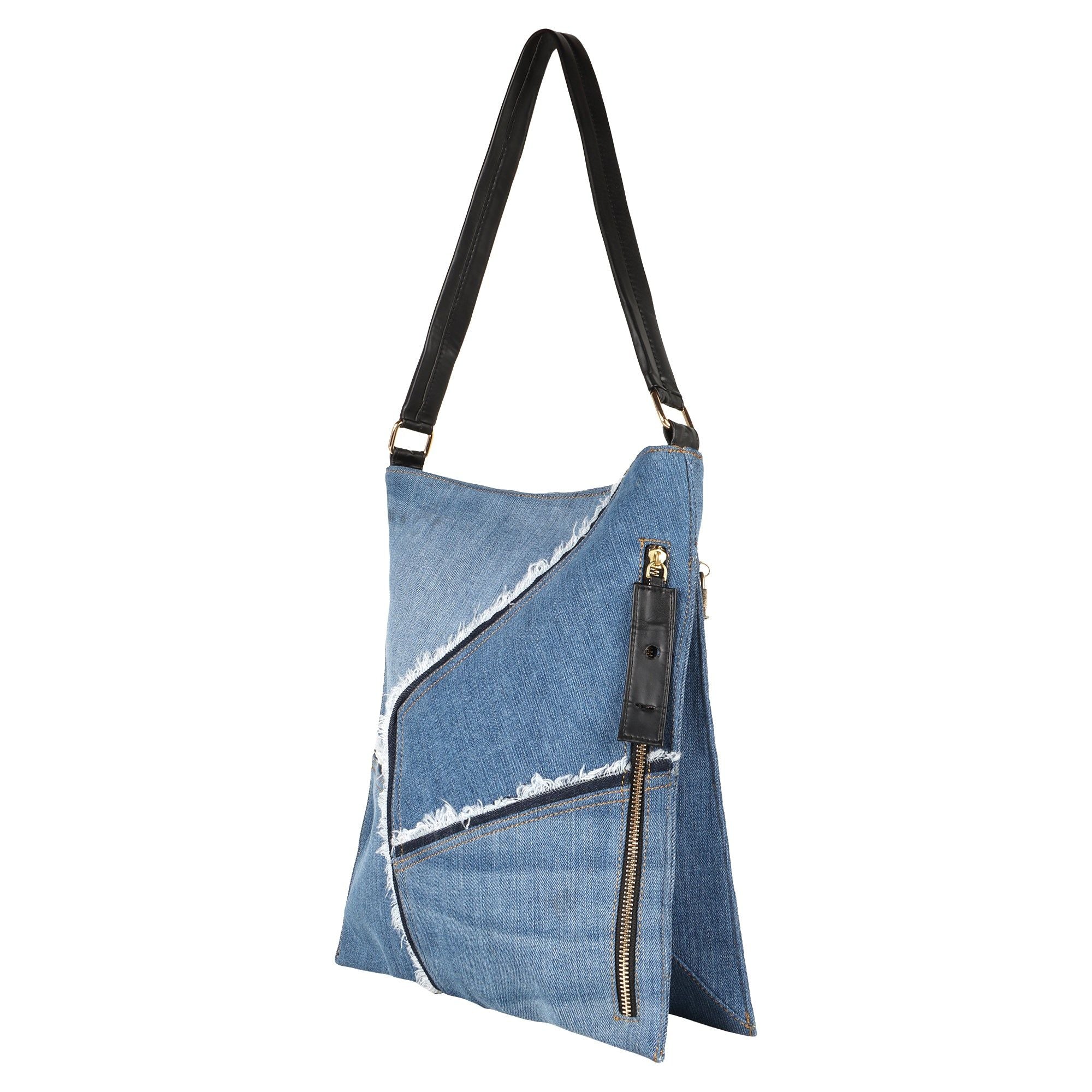 Lyla Patchwork Denim Hobo Bag - Upcycled - BagNook