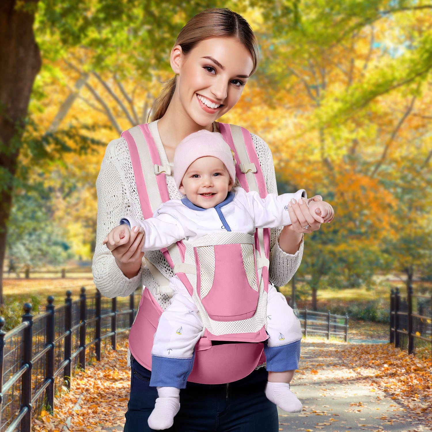 (pink)Multi Baby Carrier with Hip Seat - BagNook