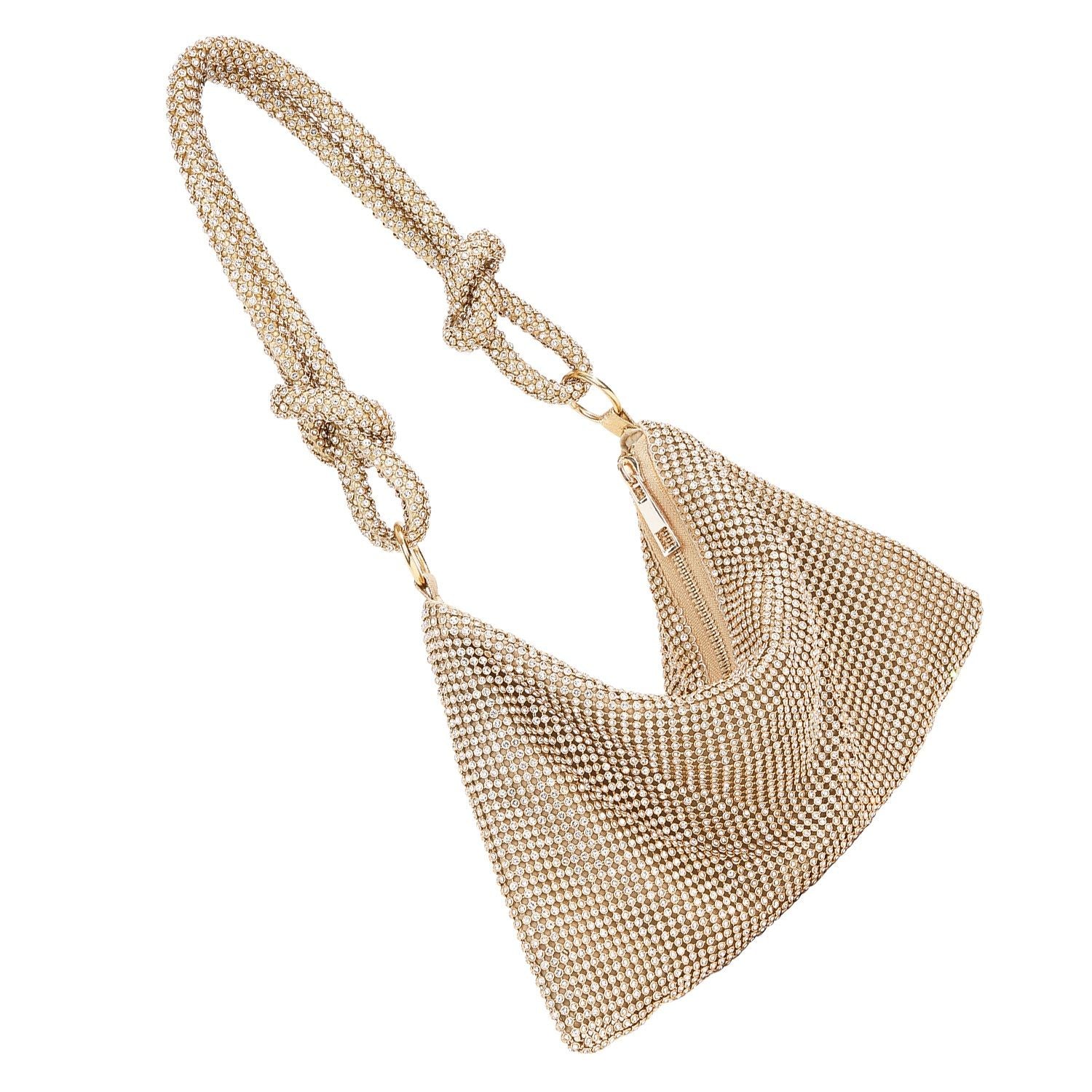 (gold)Glittery Rhinestone Evening Bag - BagNook