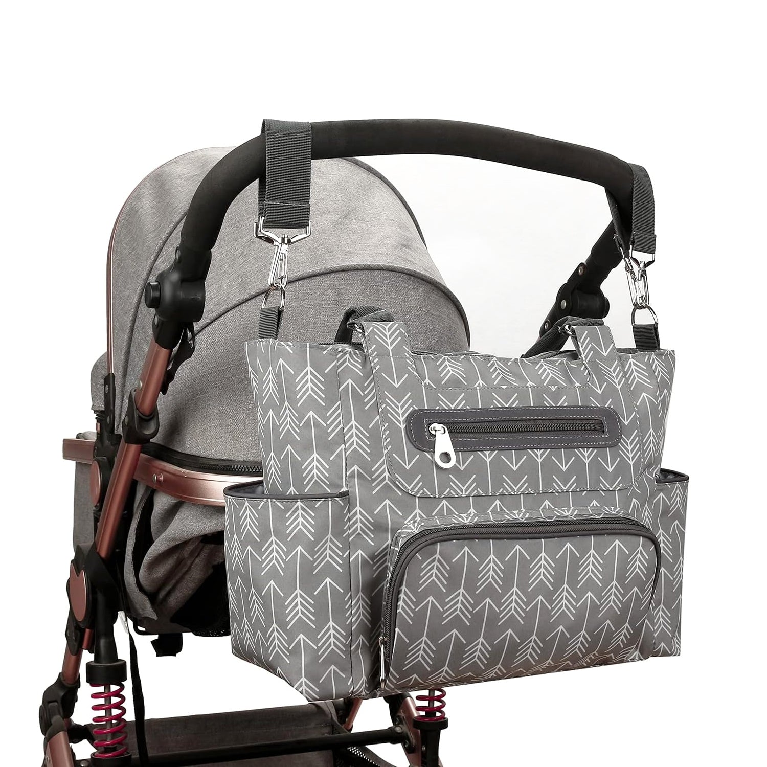 (dark grey)8pc Diaper Bag Set - BagNook