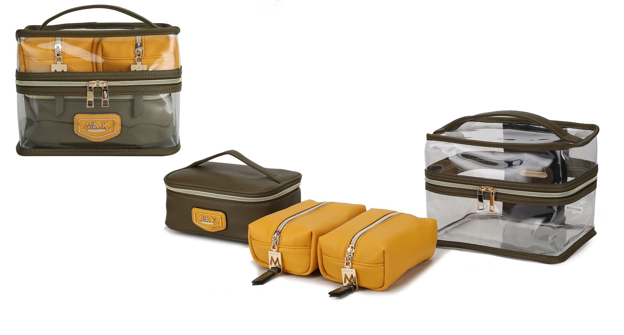 (mustard-olive)Emma Cosmetic 4pc Set by MiaK - BagNook