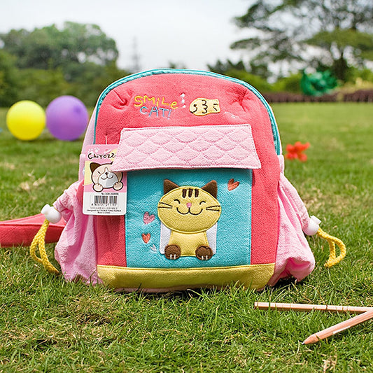 [Smile Cat] Embroidered Applique Kids Backpack - BagNook