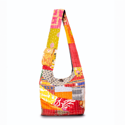 Kathmandu Collection | Kantha Patchwork Crossbody/Hobo Bag - BagNook