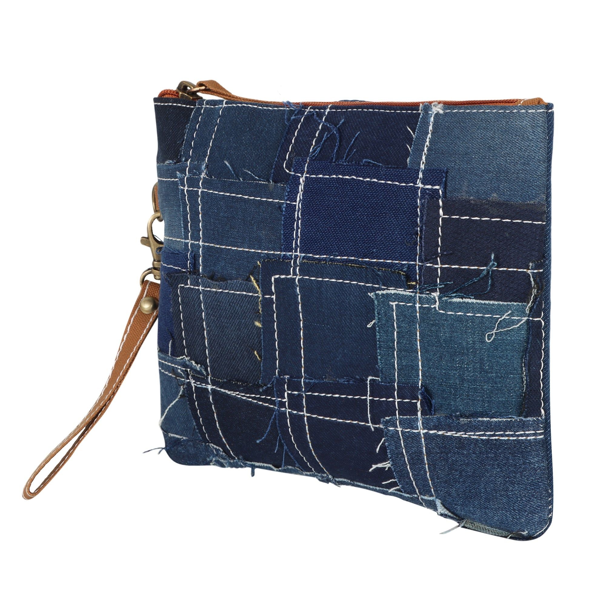 Max Patchwork Denim Wristlet - Upcycled - BagNook