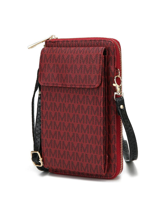 (burgundy)Mala Phone Wallet Vegan Leather Crossbody Bag by Mia k - BagNook