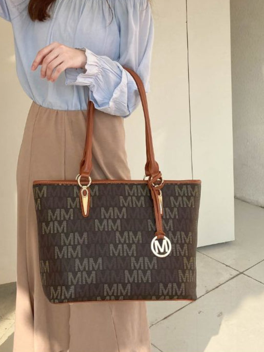 (brown)Alexy M Signature 4pc Tote Set by Mia k - BagNook