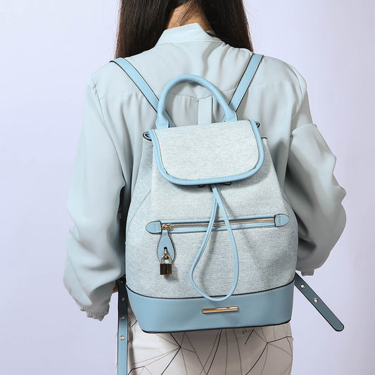 (denim)Porsha Vegan Leather Daypack by Mia K - BagNook