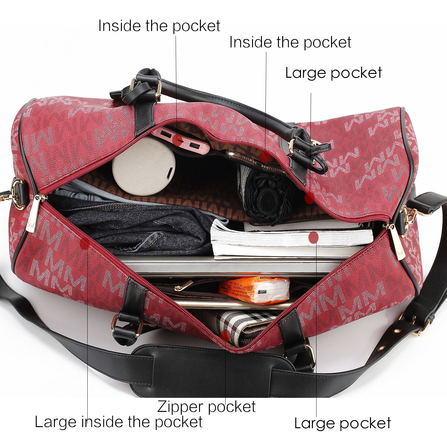(burgundy)Jovani Duffel Weekender by Mia k - BagNook