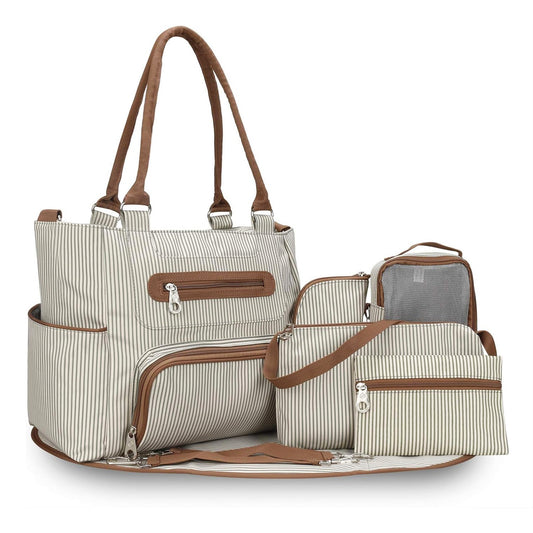 (khaki)8pc Diaper Bag Set - BagNook