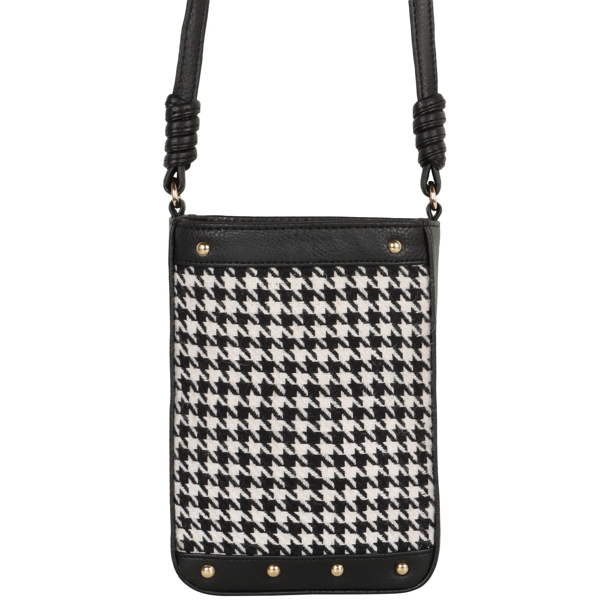 Millie Houndstooth Print Bucket Bag - Upcycled - BagNook
