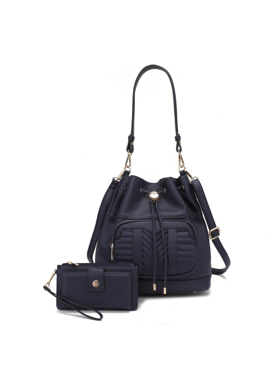 (navy blue)Ryder Shoulder Bag with Wallet by Mia k - BagNook