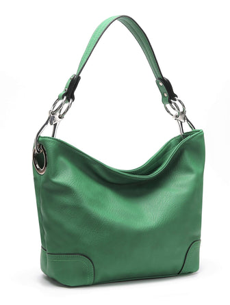 (green) Hobo Bag with Silver-Tone Hardware - bagNook.com