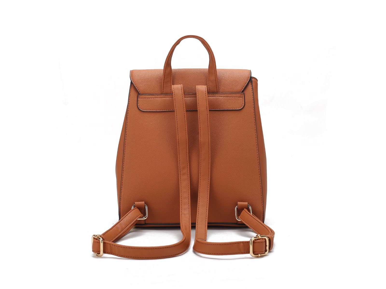 (brown)Sansa Vegan Leather Backpack by Mia k - BagNook