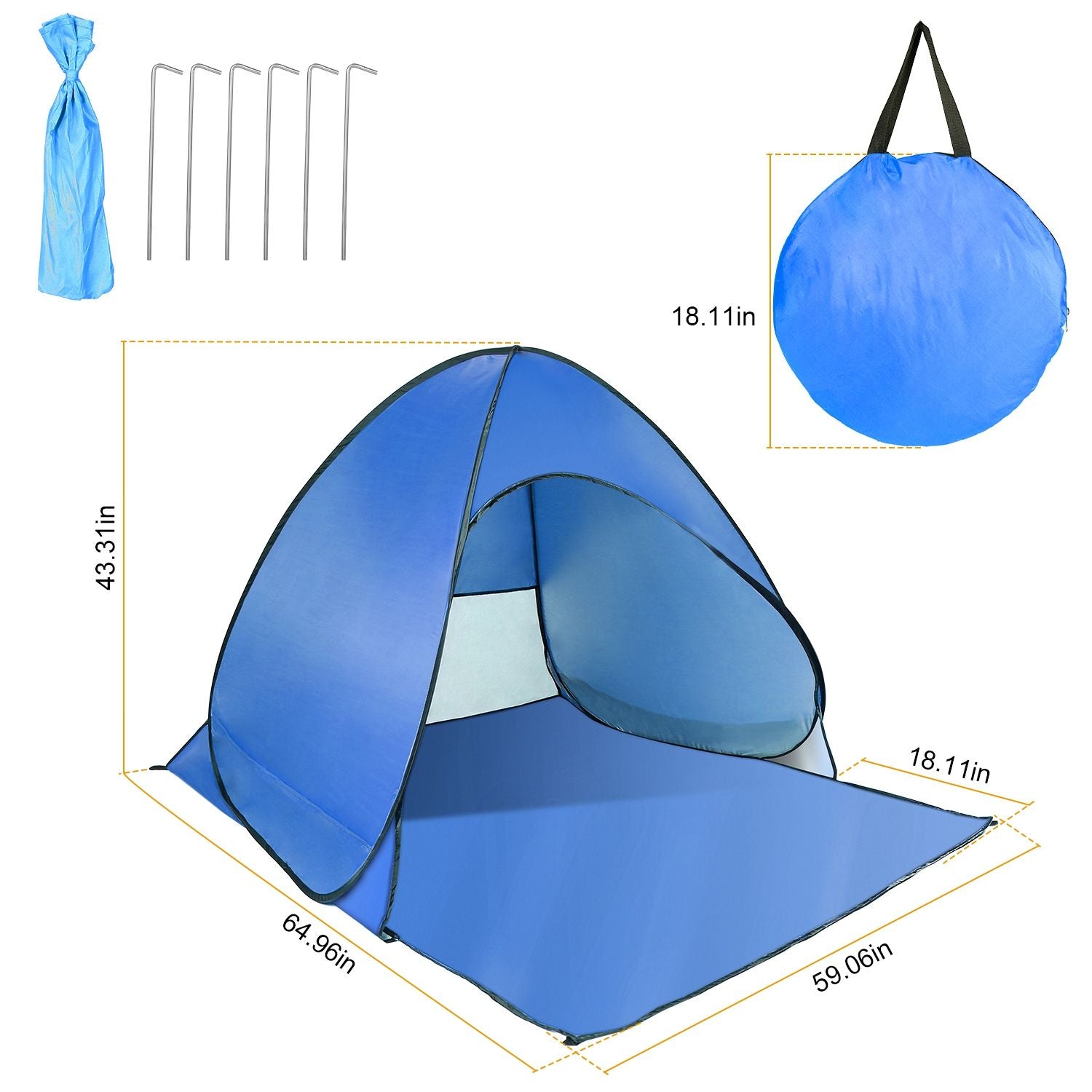 (blue)PopUp Sunshade w/Bag - BagNook