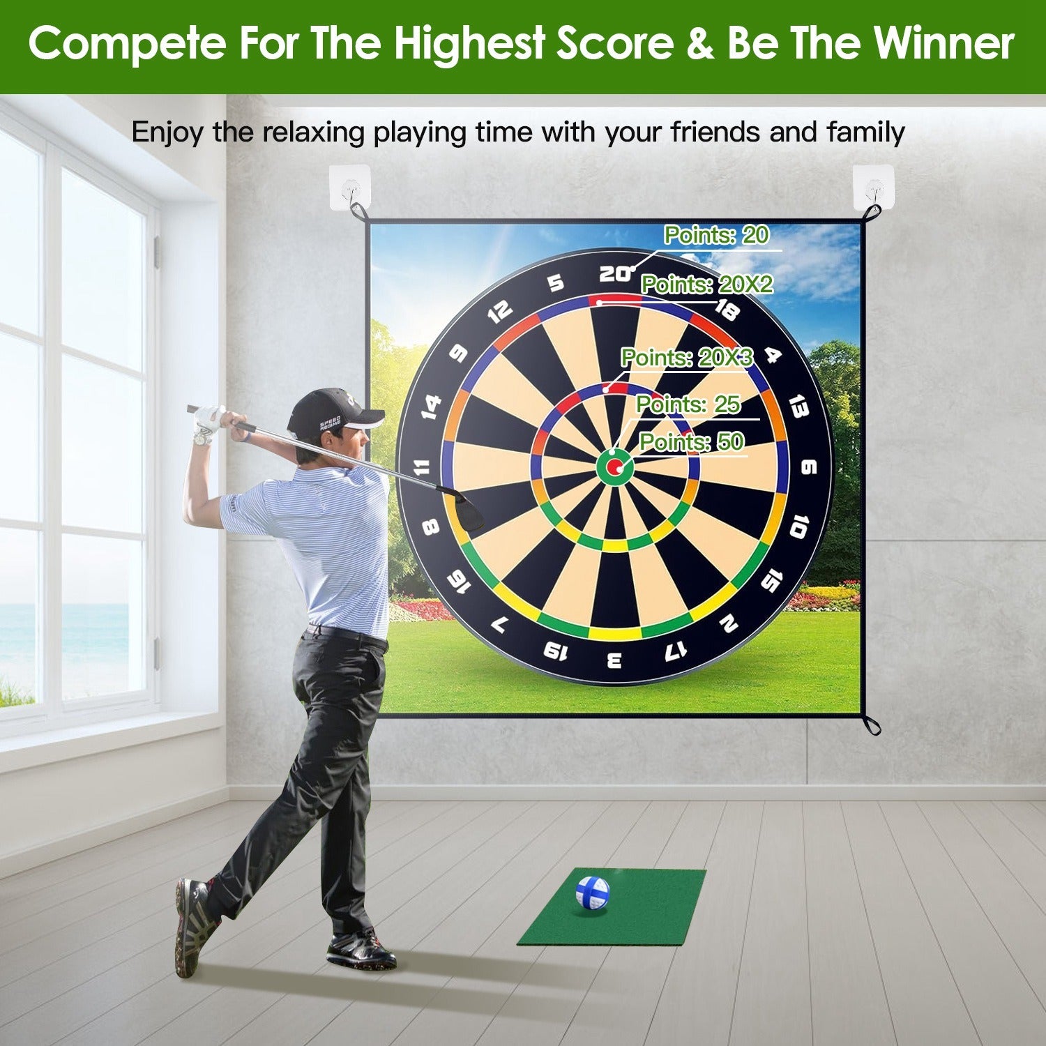 Golf Chipping Dart Game Mat Set with Carry Bag - BagNook