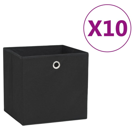 Storage Boxes 10pcs Non-woven Fabric 11"x11"x11" - Black - BagNook