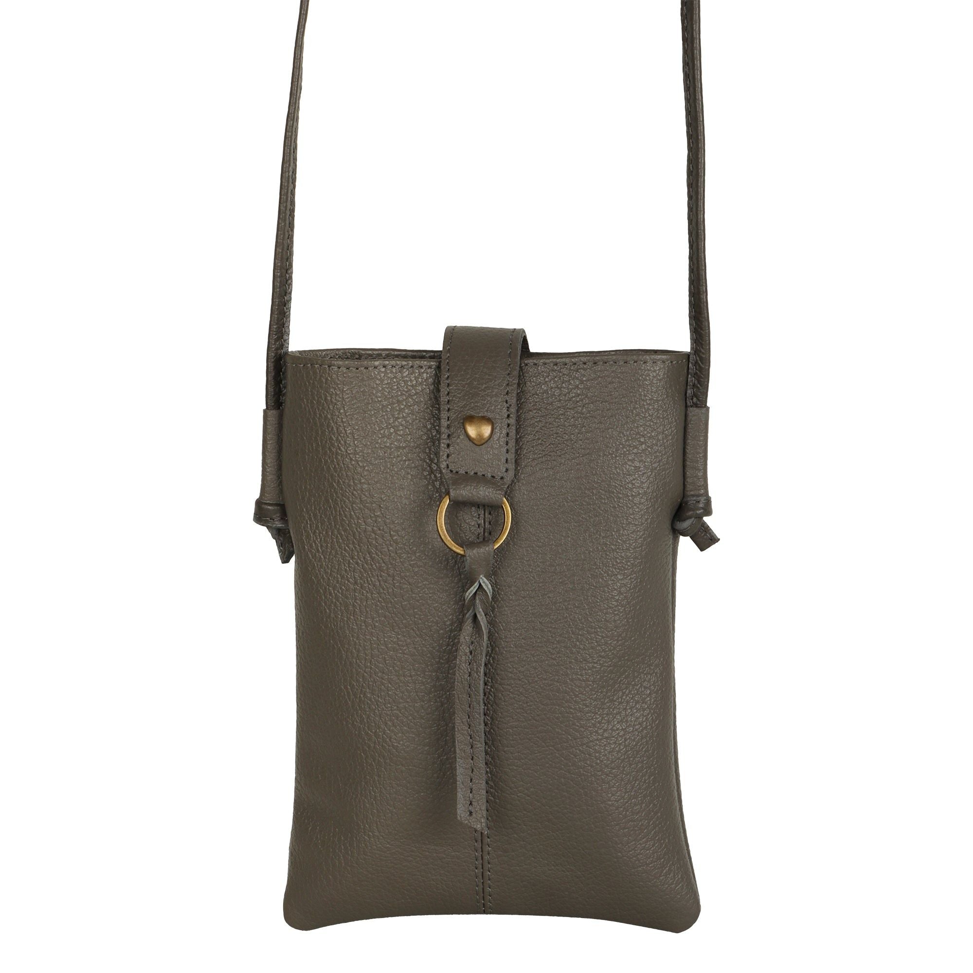 Jennie Small Crossbody bag w/ slim strap - Ash Grey - BagNook