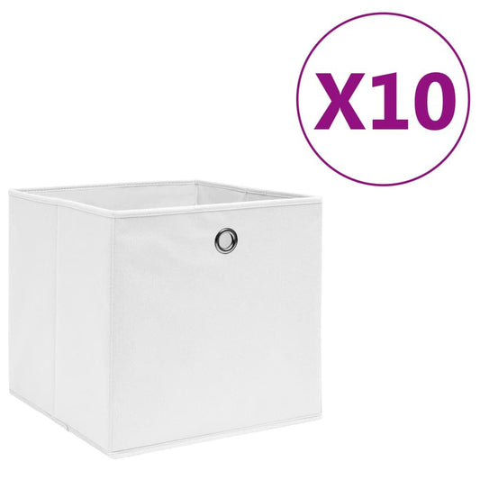 Storage Boxes 10pc Non-woven Fabric 11"x11"x11" - White - BagNook