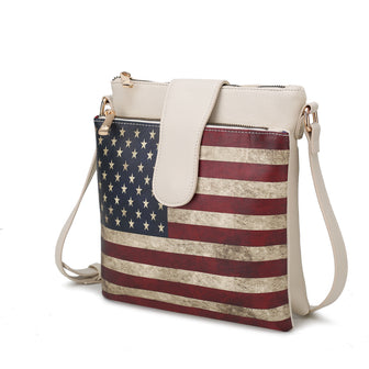(beige)Josephine Vegan Leather FLAG Crossbody by Mia K - BagNook