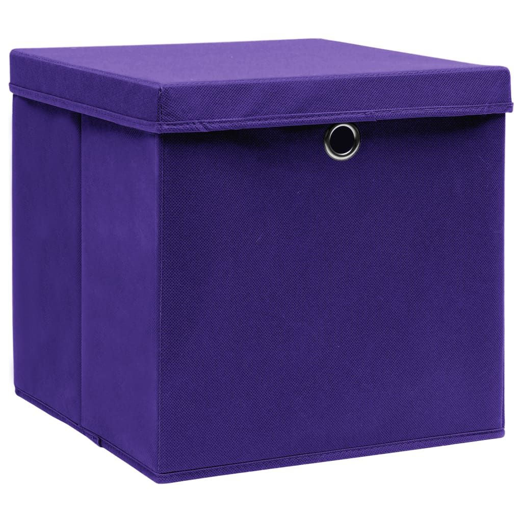Storage Boxes w/Lids 4pc 12.6"x12.6"x12.6" Fabric - Purple - BagNook
