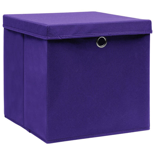 Storage Boxes w/Lids 4pc 12.6"x12.6"x12.6" Fabric - Purple - BagNook