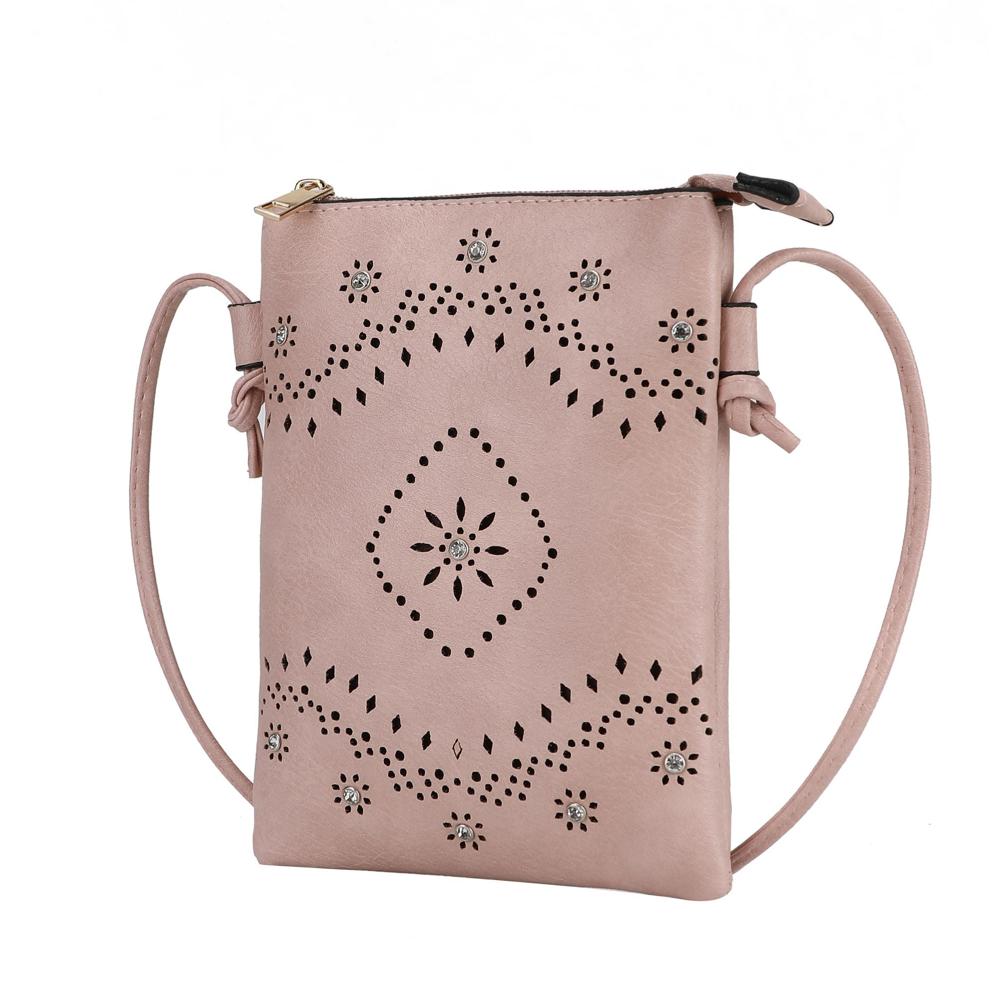 (pink)Arlett Crossbody Vegan Leather Bag by Mia K - BagNook