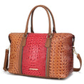 Load image into Gallery viewer, (cognac)Raven Faux Crocodile-Embossed Duffel by Mia K - BagNook
