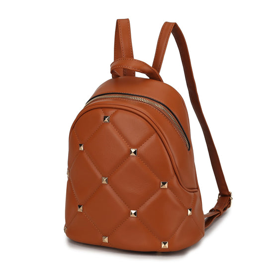 (brown)Hayden Quilted w/Studs Daypack - BagNook
