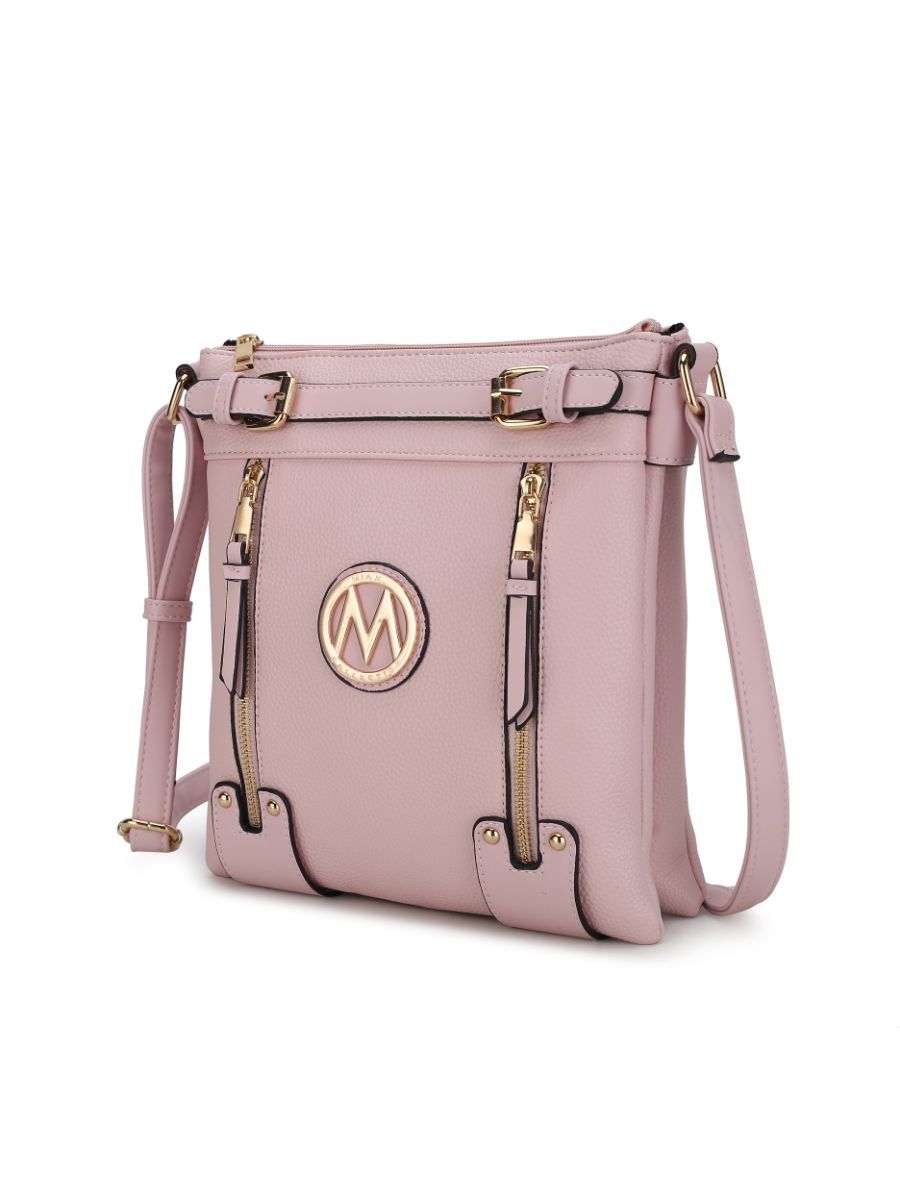 (pink)Lilian Vegan Leather Crossbody by Mia k - BagNook