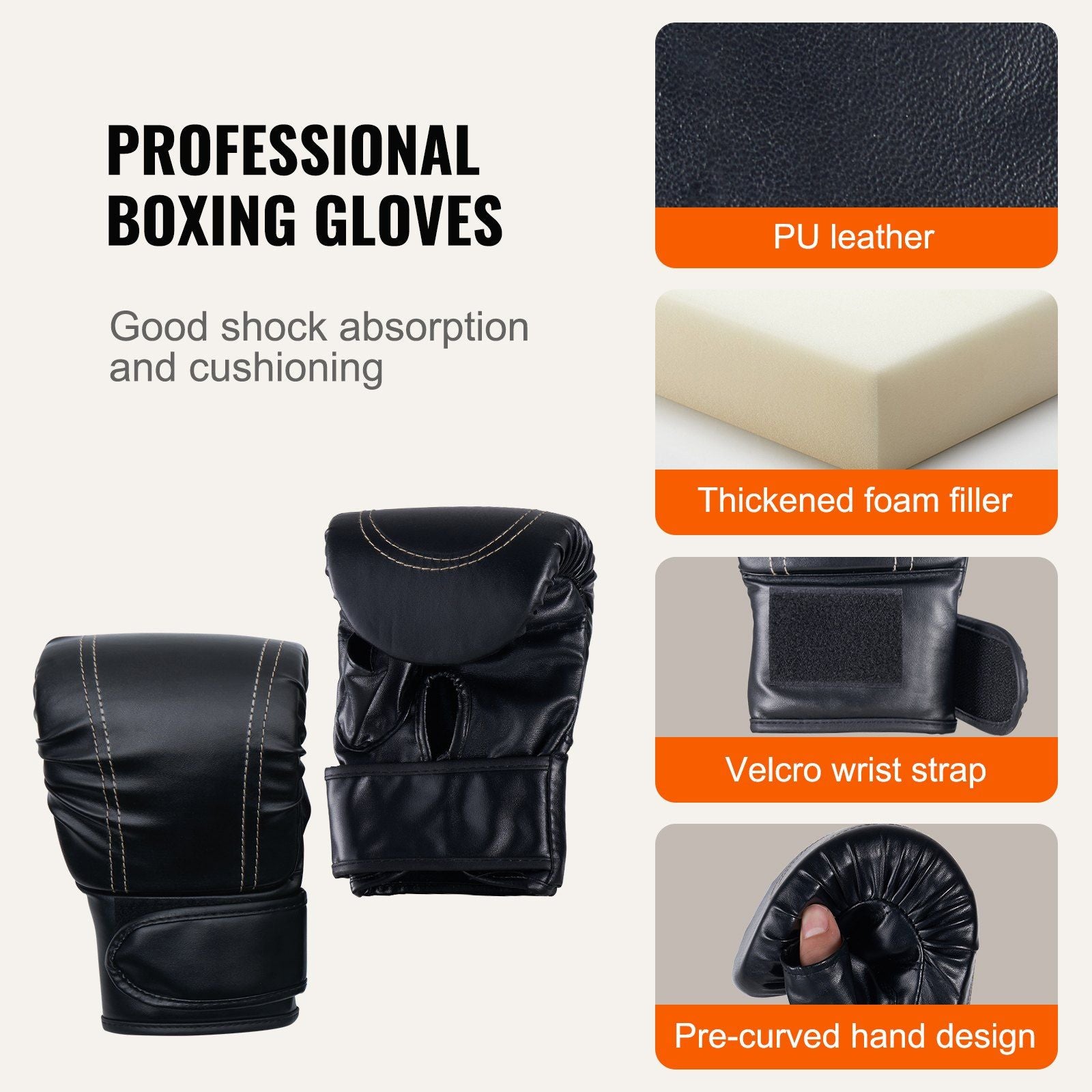 VEVOR Punching Bag for Adults - 4ft PVC Heavy Boxing Bag Set w/chains and gloves, UNFILLED - BagNook