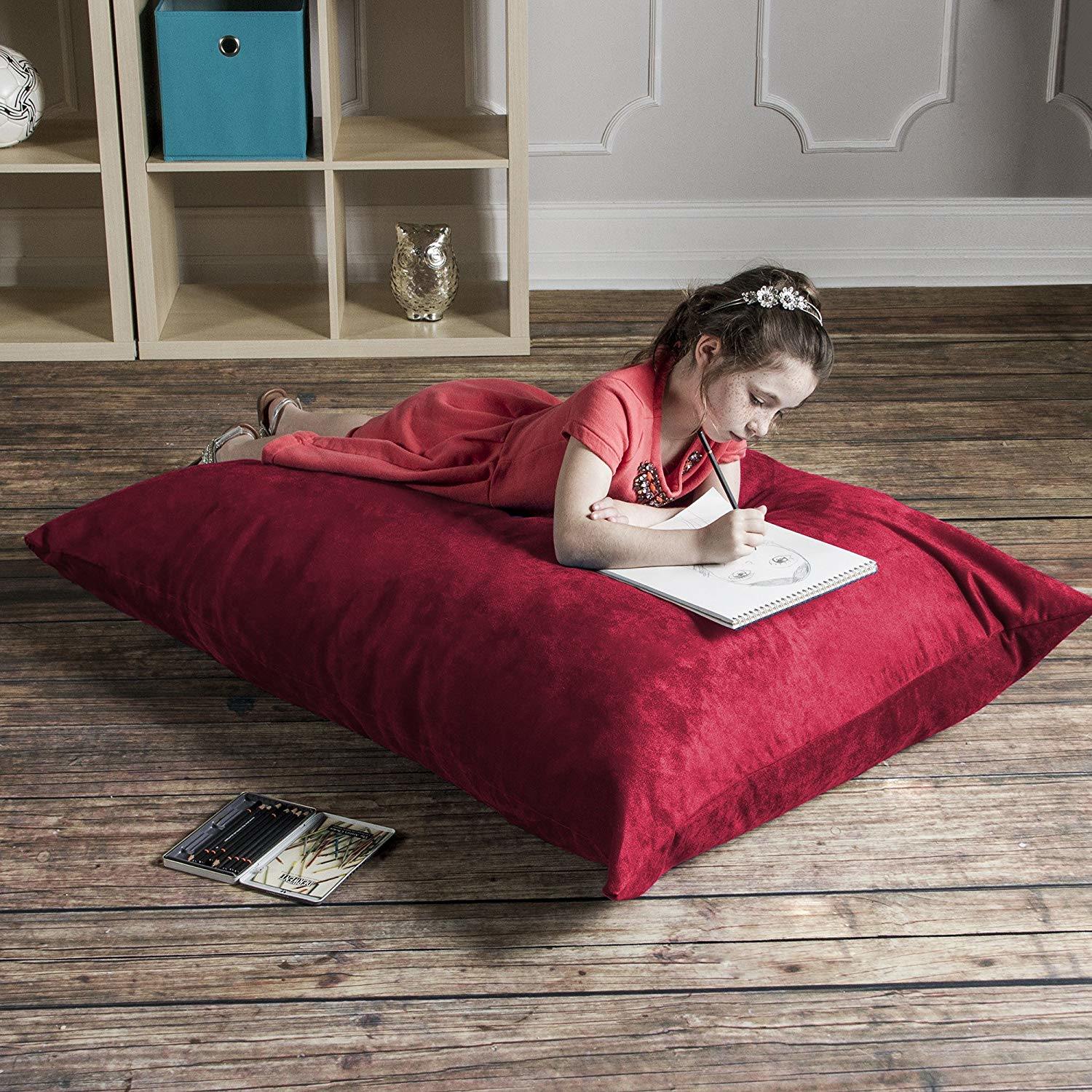 Jaxx 3.5 Ft Pillow Saxx Kids Bean Bag, Cherry - BagNook