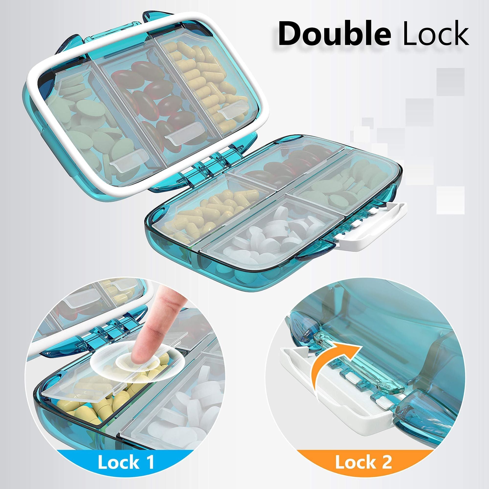 Travel Pill Organizer - 7 Compartments - Green - BagNook