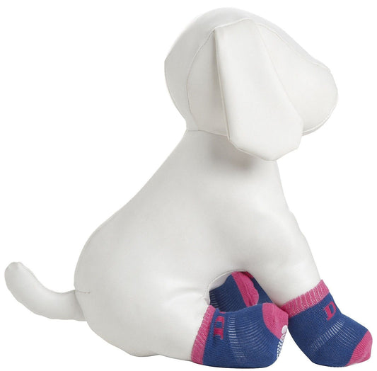 Pet Socks W/ Rubberized Soles - Set of 4 - Blue/Pink - BagNook