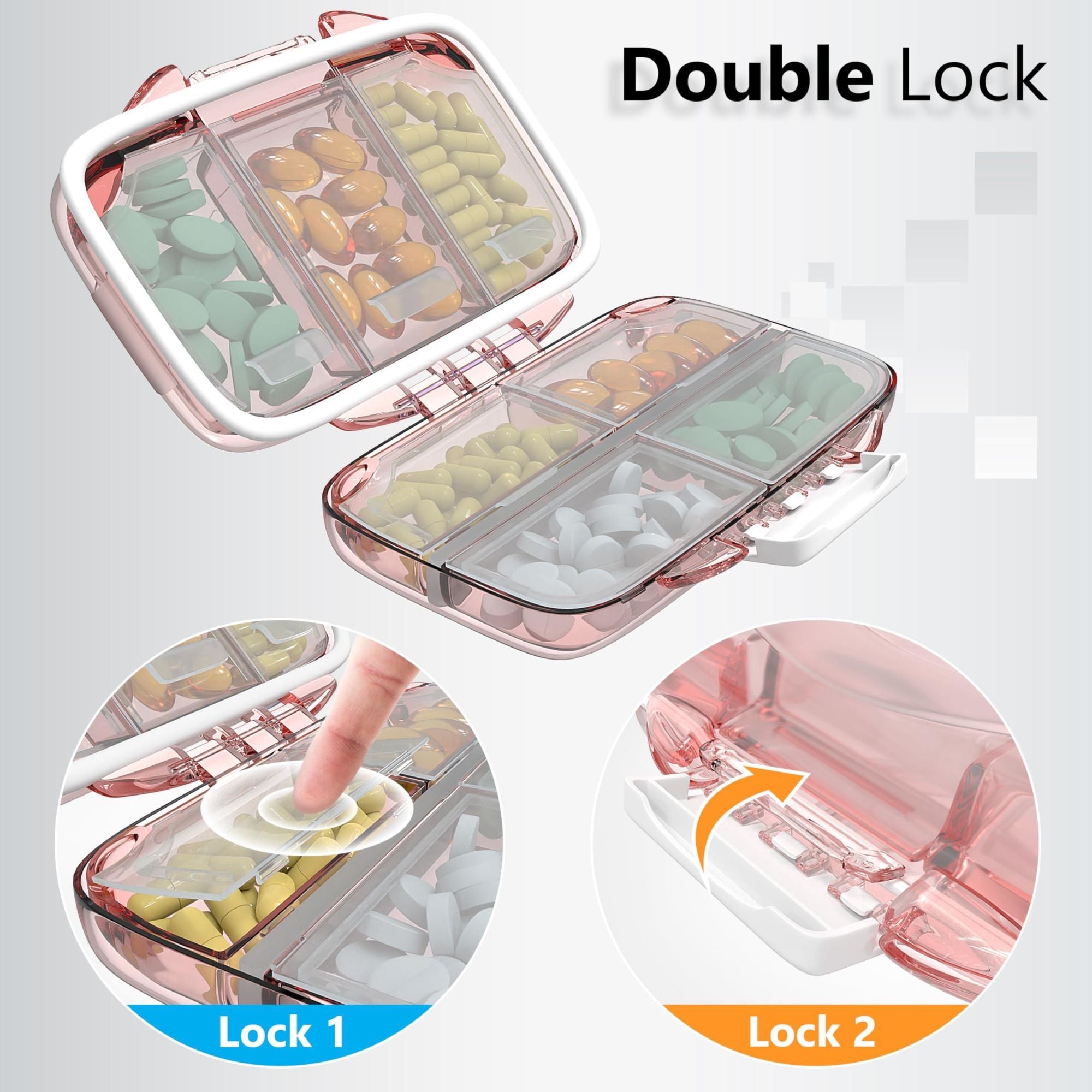 Travel Pill Organizer - 7 Compartments - Rose - BagNook