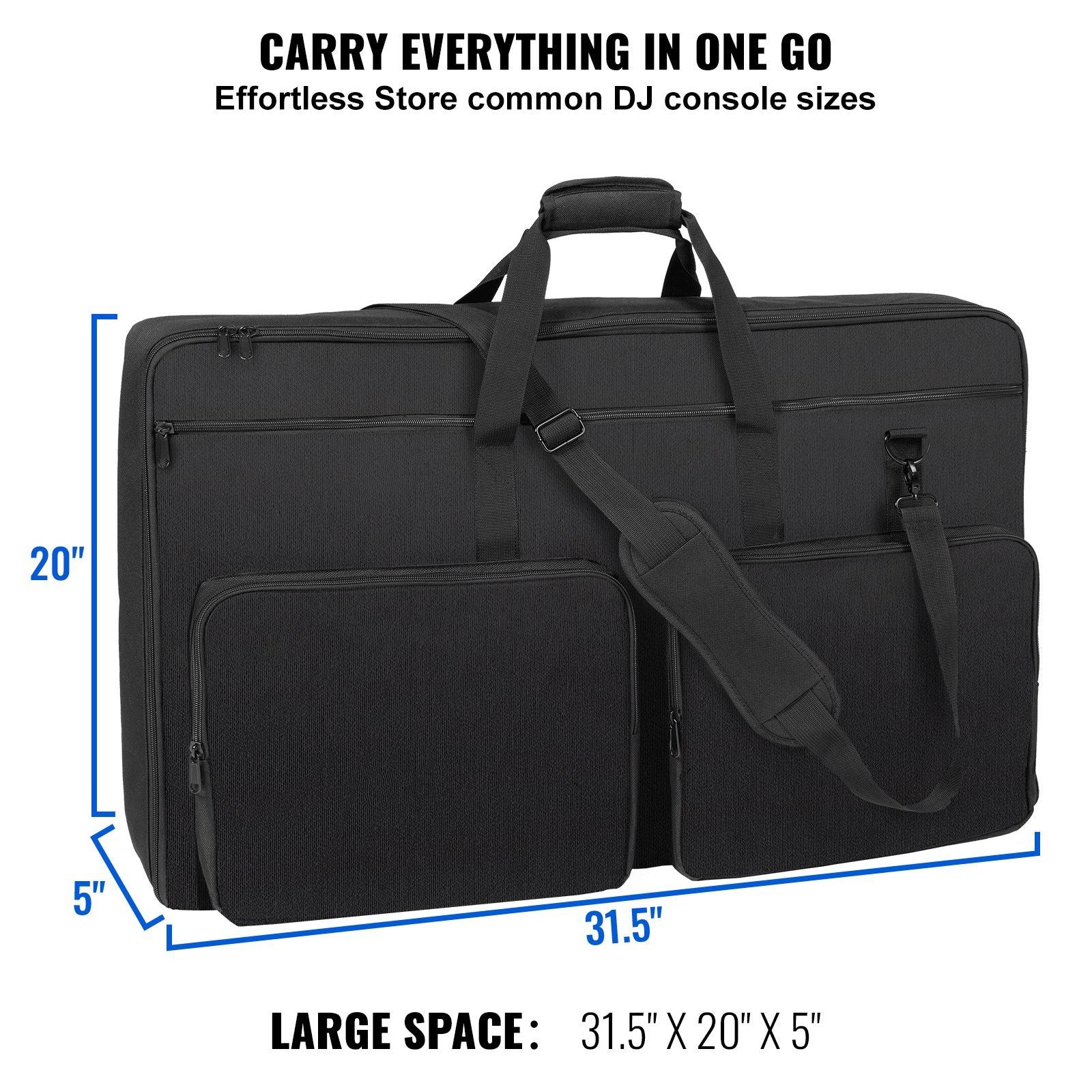 VEVOR Padded DJ Mixer Gig Bag, w/Shoulder Strap (32.6x8.6x20.4) - BagNook