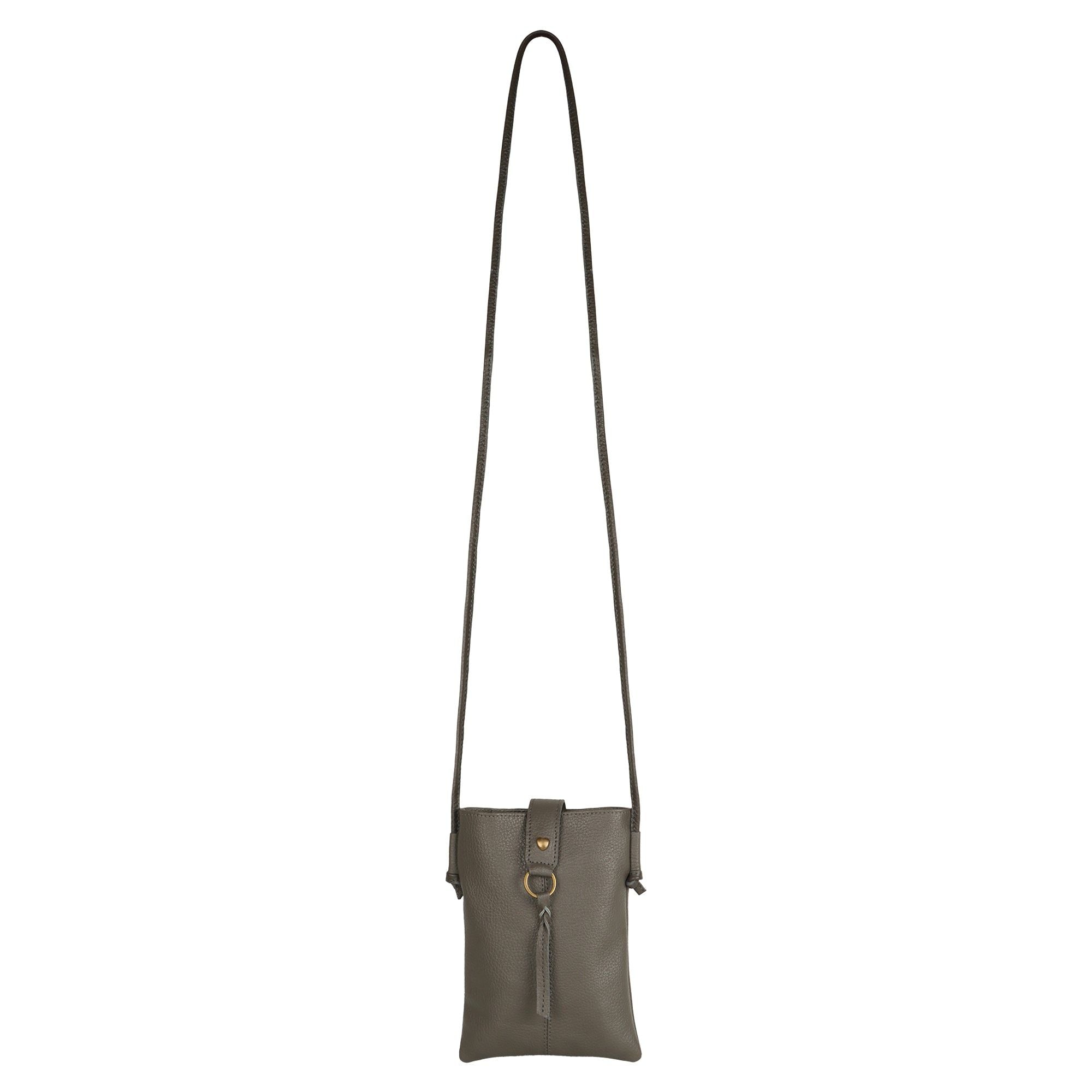 Jennie Small Crossbody bag w/ slim strap - Ash Grey - BagNook