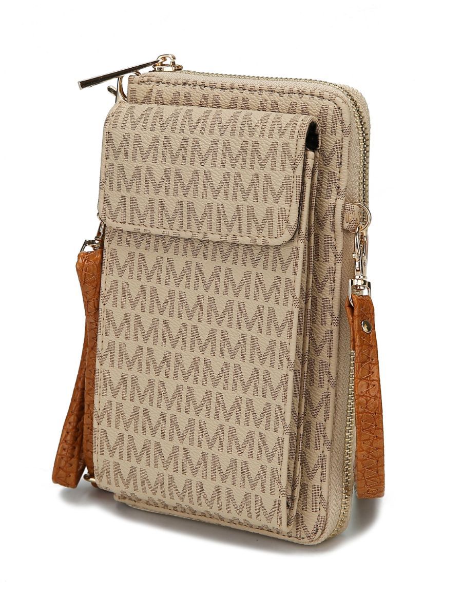 (beige)Mala Phone Wallet Vegan Leather Crossbody Bag by Mia k - BagNook