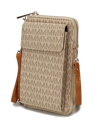 (beige)Mala Phone Wallet Vegan Leather Crossbody Bag by Mia k - BagNook