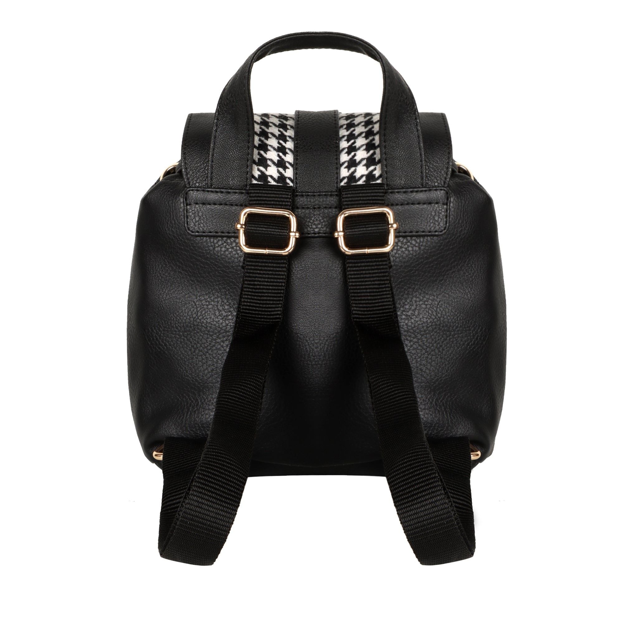 Millie Houndstooth Print Mini Backpack - Upcycled Leather - BagNook