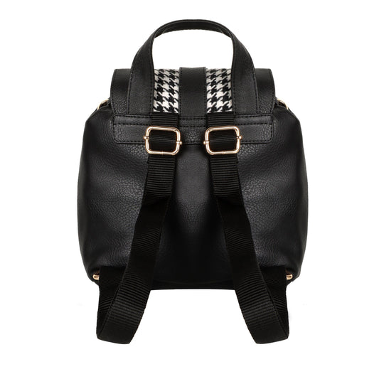 Millie Houndstooth Print Mini Backpack - Upcycled Leather - BagNook