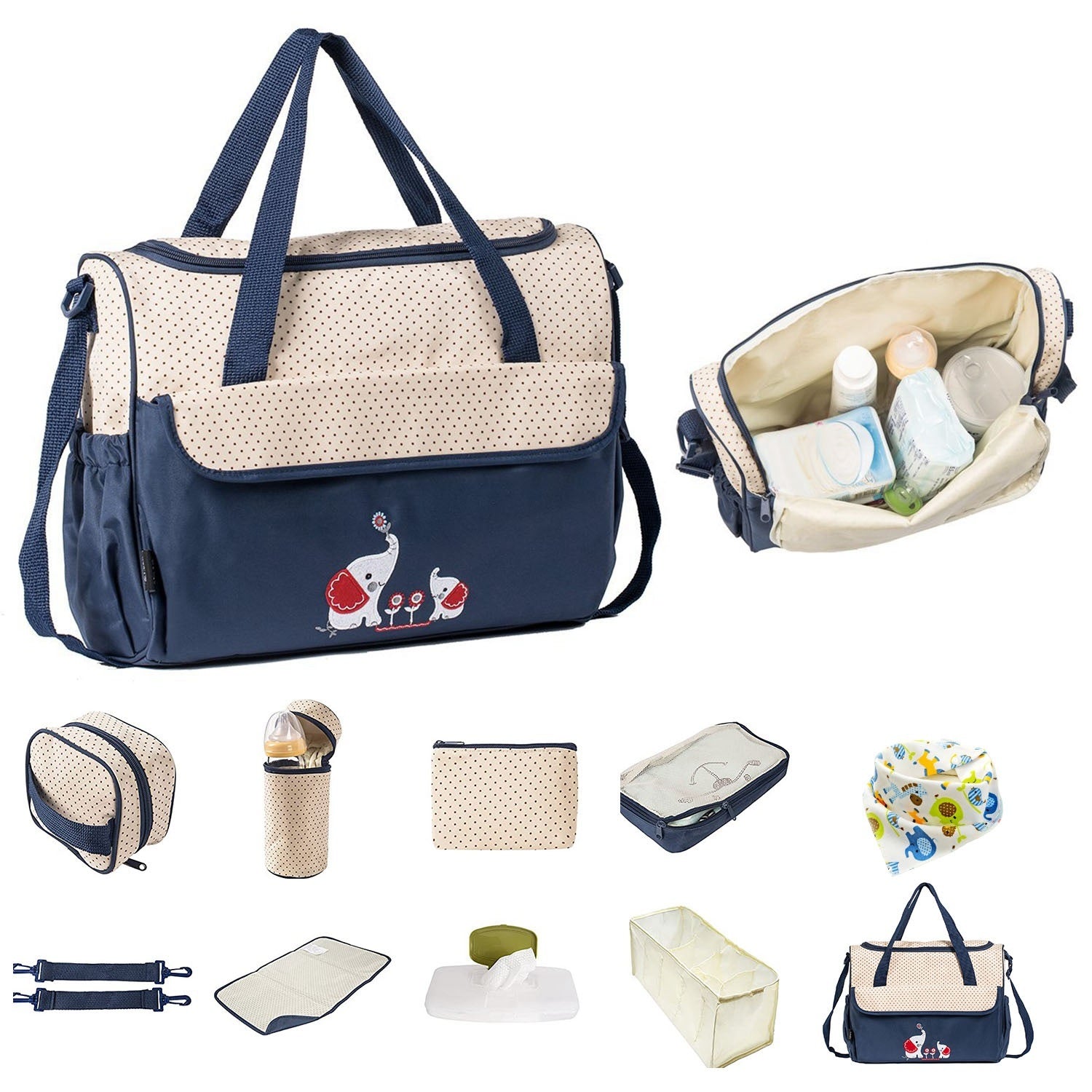 (navyblue)11Pcs Baby Diaper Bags Set - BagNook