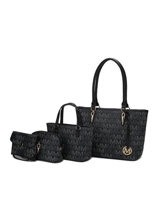 (black)Alexy M Signature 4pc Tote Set by Mia k - BagNook