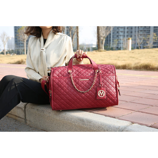 (red)Lexie Vegan Leather Women Duffle by Mia K - BagNook