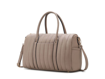 (taupe)Luana Quilted Vegan Leather Duffel Bag by Mia k - BagNook