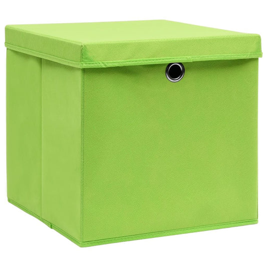 Storage Boxes w/Lids 4pc 12.6"x12.6"x12.6" Fabric - Green - BagNook