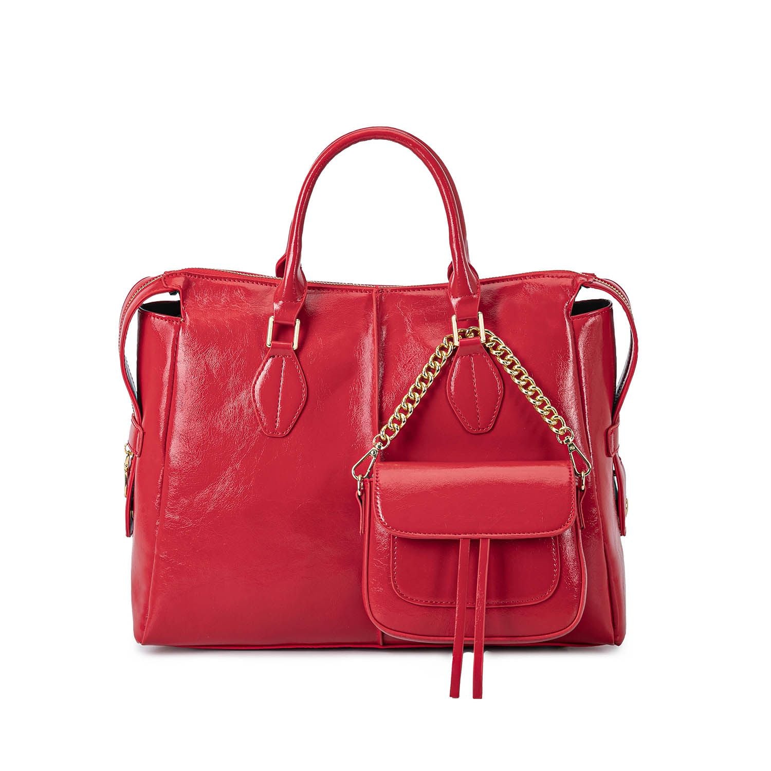 (red)Yareli Tote w/Mini Crossbody Bag Set by Mia K - BagNook