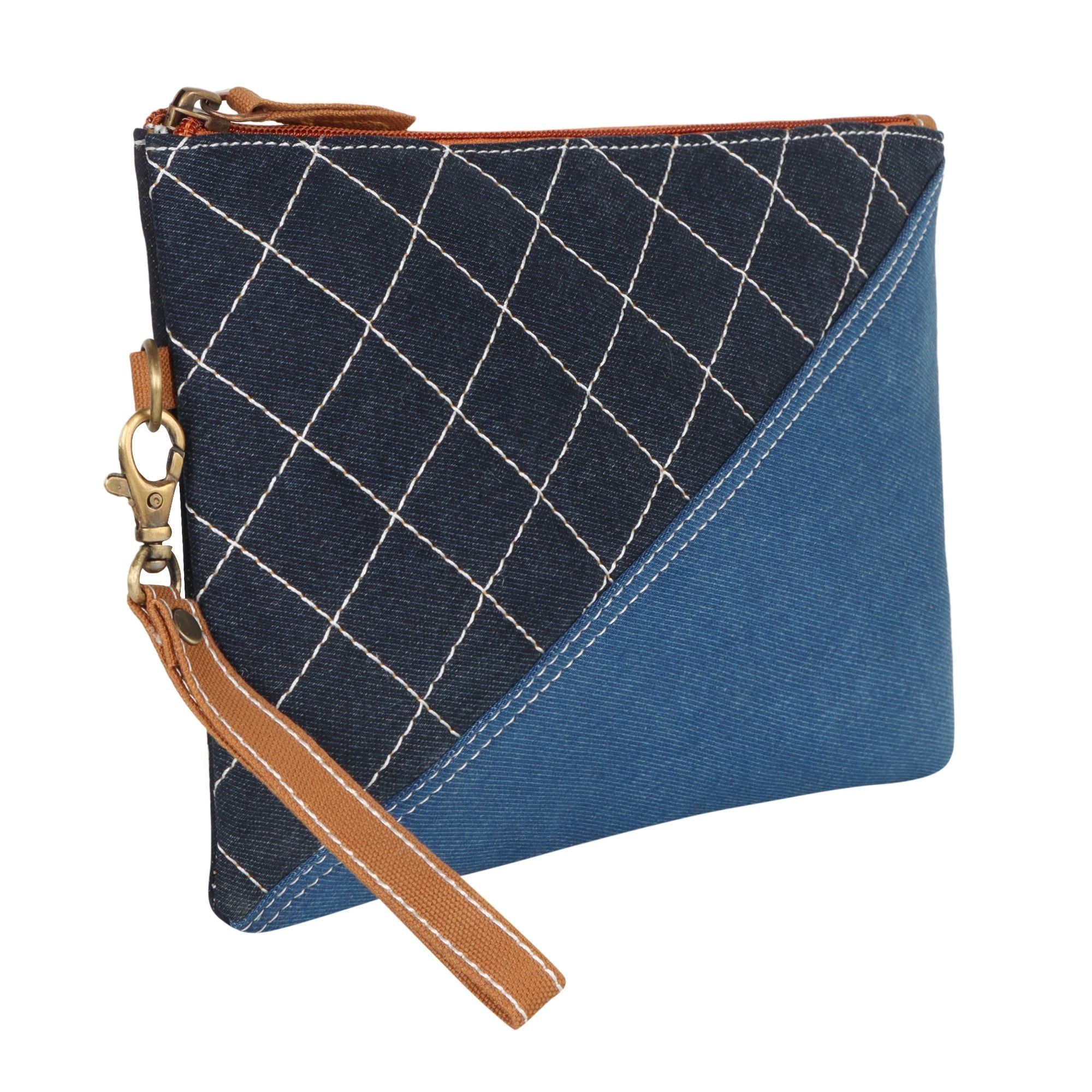 Lou Denim Wristlet - Upcycled - BagNook