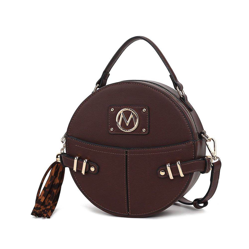 (coffee)Gayle Crossbody Round Handbag Purse by Mia k. - BagNook