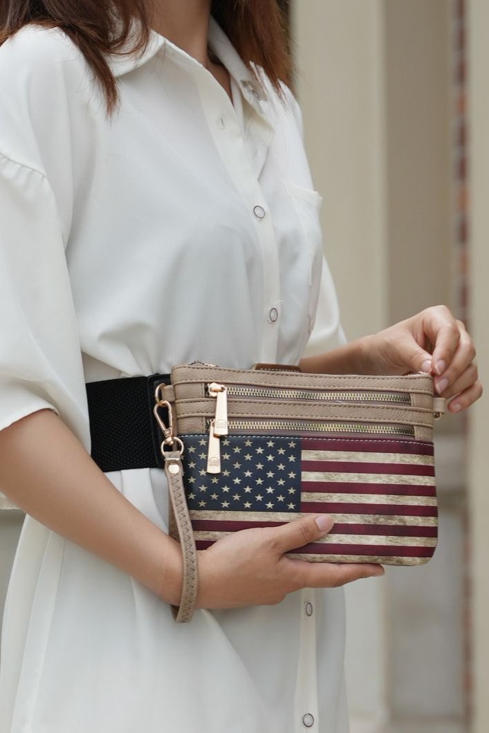 (taupe)Alisson Vegan Leather FLAG Crossbody Bag by Mia K - BagNook