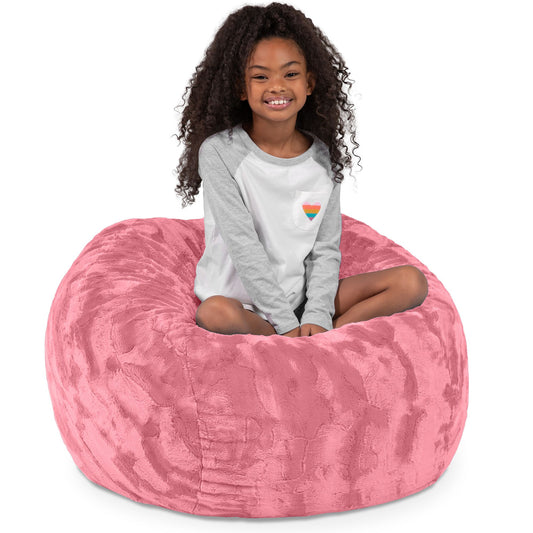 Jaxx Saxx 3 Ft Bean Bag Chair - Faux Fur - Rose Quartz - BagNook